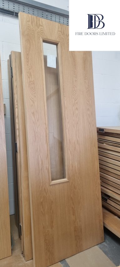 Large oak fire door with vision panel 
