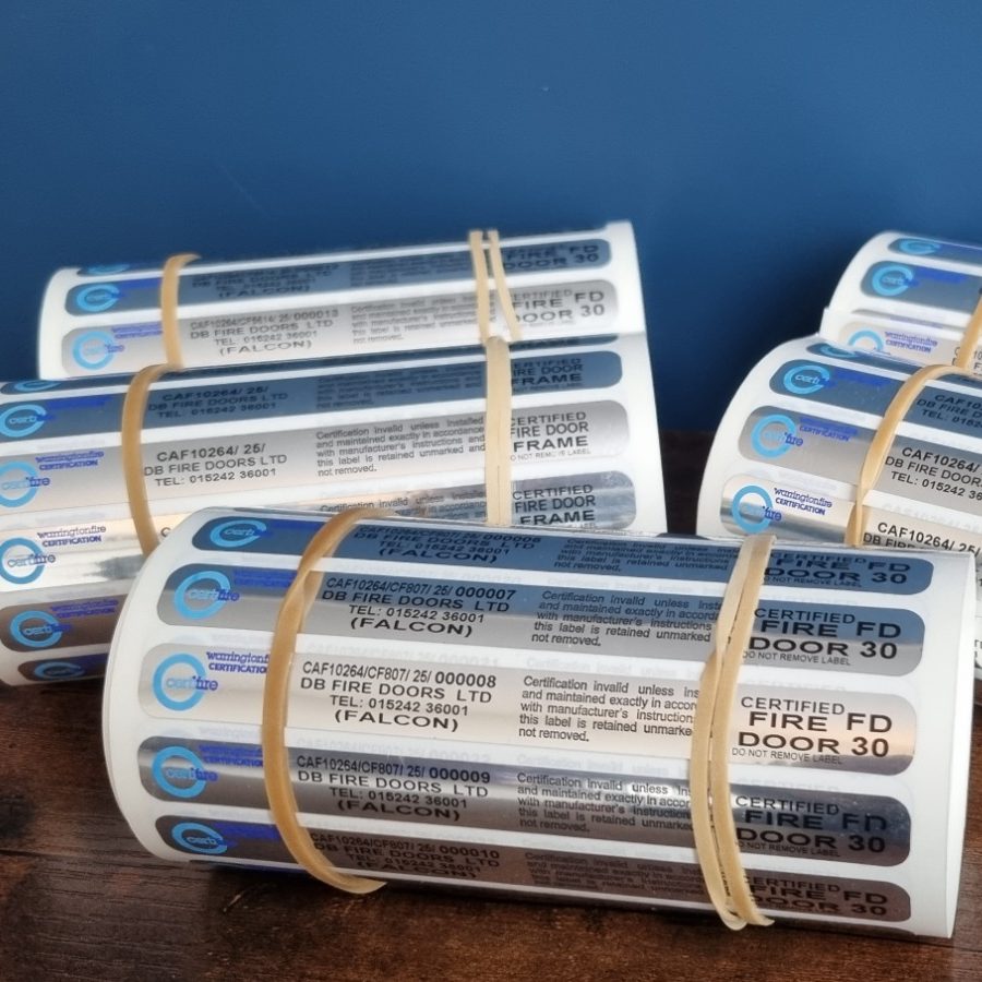 DB Fire Doors Certifire label