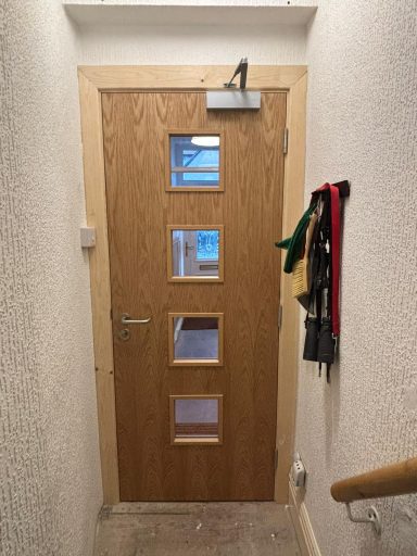 4-Square Glazed Oak Veneer Fire Door