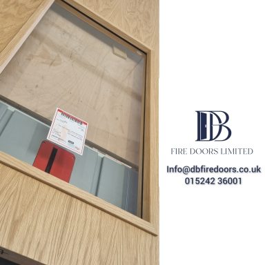 modern oak fire door vision panel detail